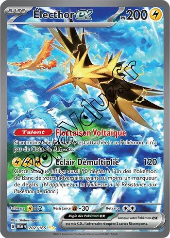 Carte Pokémon Électhor ex n°202 de la série 151