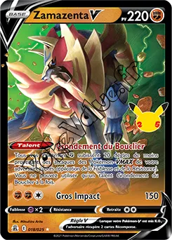Carte Pokémon Zamazenta V  n°018 de la série Célébrations