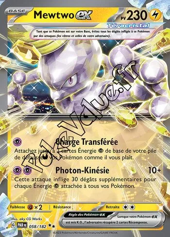 Carte Pokémon Mewtwo ex  n°058 de la série Faille Paradoxe