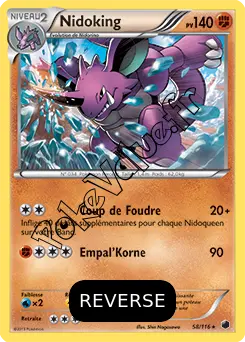 Carte Pokémon Nidoking  Reverse n°58 de la série Glaciation Plasma