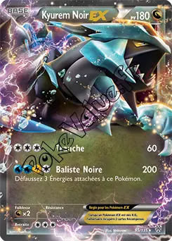 Carte Pokémon Kyurem Noir EX n°95 de la série Tempête Plasma