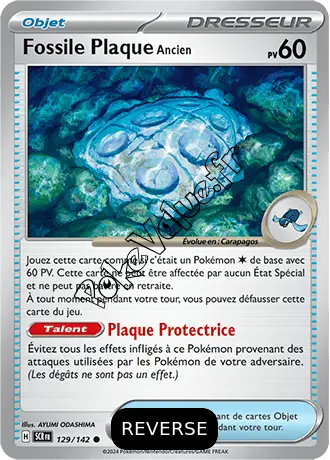 Carte Pokémon Fossile Plaque Ancien Reverse n°129 de la série Couronne Stellaire