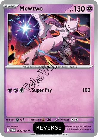 Carte Pokémon Mewtwo  Reverse n°059 de la série Couronne Stellaire