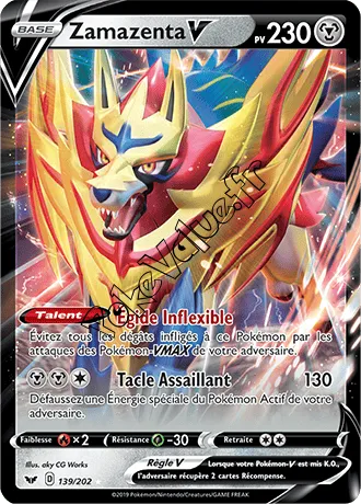Carte Pokémon Zamazenta V  n°139 de la série Épée et Bouclier