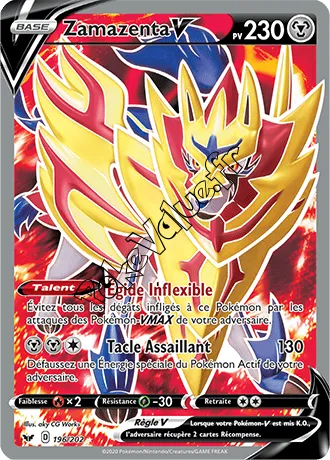 Carte Pokémon Zamazenta V  n°196 de la série Épée et Bouclier