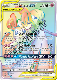 Carte Pokémon Gardevoir et Nymphali GX  n°225 de la série Alliance Infaillible